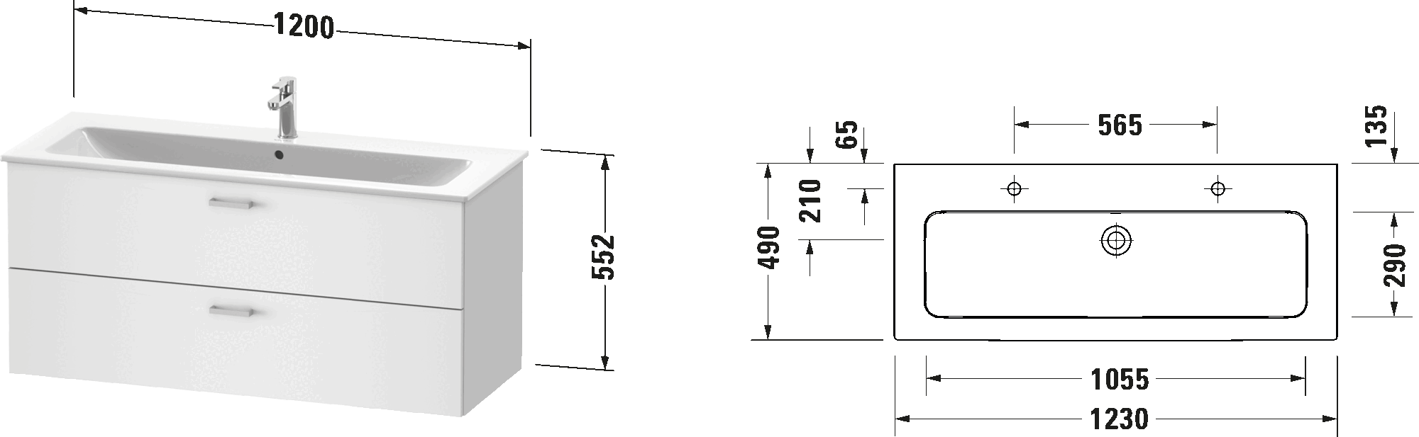 Lavabo pour meuble avec meuble sous lavabo, XB0106