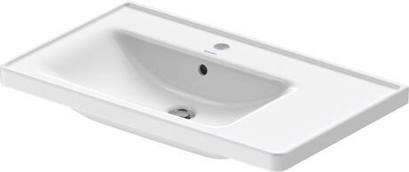 Washbasin, 2369800000 White High Gloss, Rectangular, Number of washing areas: 1 Left, Number of faucet holes per wash area: 1 Middle