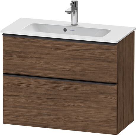 Vanity unit wall-mounted, DE43690BD210000 Walnut dark Matt, Decor, Handle Diamond black