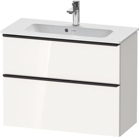 Vanity unit wall-mounted, DE43690BD220000 White High Gloss, Decor, Handle Diamond black