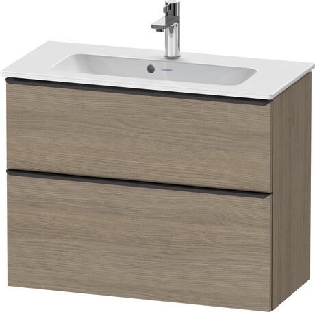 Vanity unit wall-mounted, DE43690BD350000 Oak terra Matt, Decor, Handle Diamond black