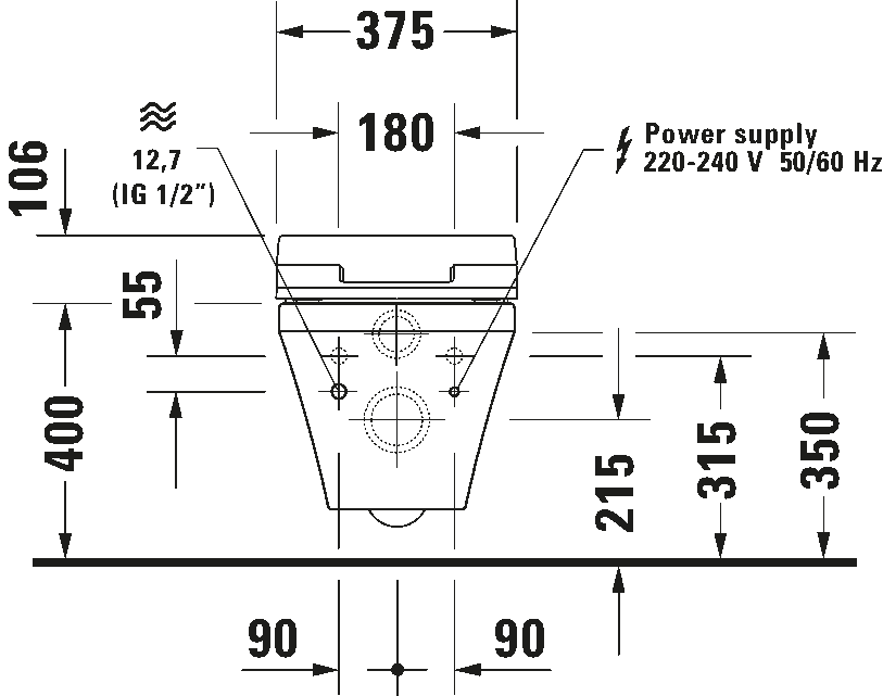 Toilet wall-mounted for shower toilet seat, 254259