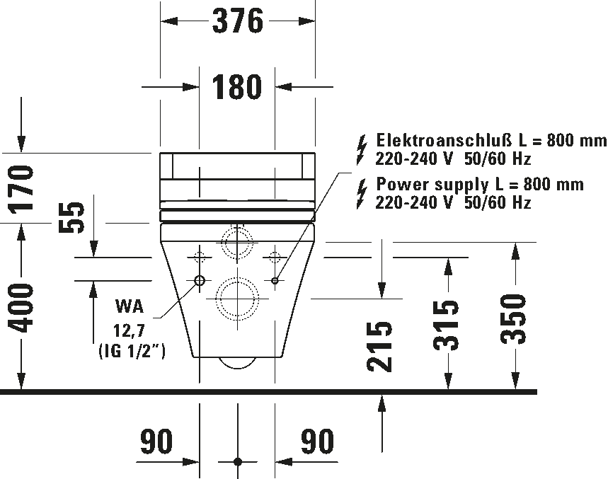 Toilet wall-mounted for shower toilet seat, 254259
