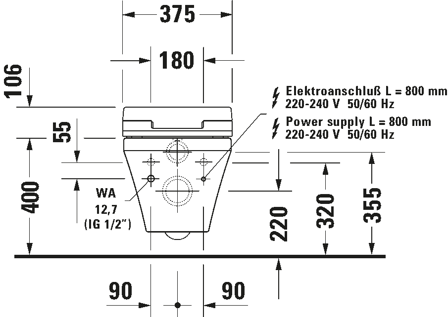 Toilet wall-mounted for shower toilet seat, 253759