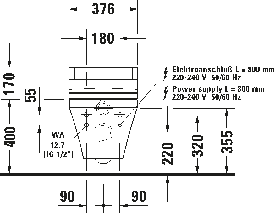Toilet wall-mounted for shower toilet seat, 253759