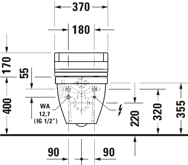 Toilet wall-mounted for shower toilet seat, 222659