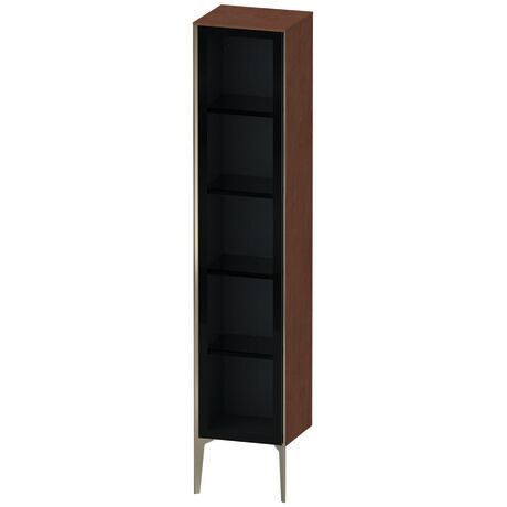 Tall cabinet, XV1375LB113 Hinge position: Left, Front: Parsol grey, Corpus: American walnut Matt, Real wood veneer, Profile colour: Champagne, Profile: Champagne