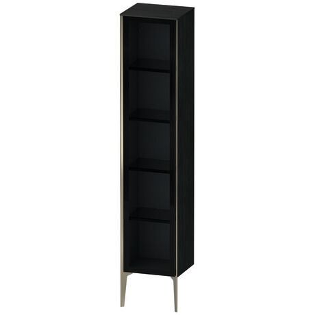 Tall cabinet, XV1375LB116 Hinge position: Left, Front: Parsol grey, Corpus: Black oak Matt, Decor, Profile colour: Champagne, Profile: Champagne