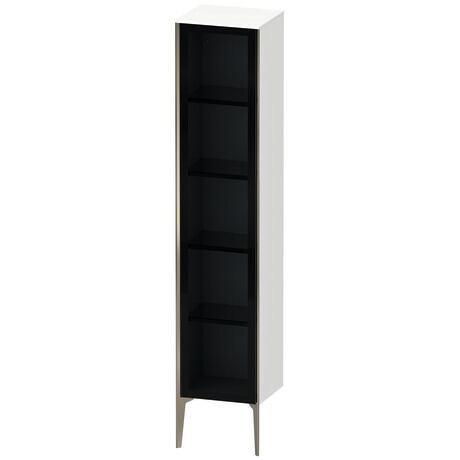 Tall cabinet, XV1375LB118 Hinge position: Left, Front: Parsol grey, Corpus: White Matt, Decor, Profile colour: Champagne, Profile: Champagne