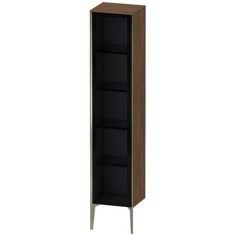 Tall cabinet, XV1375LB121 Hinge position: Left, Front: Parsol grey, Corpus: Walnut dark Matt, Decor, Profile colour: Champagne, Profile: Champagne