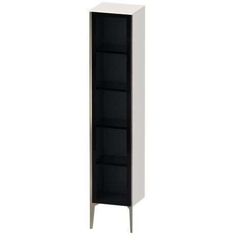 Tall cabinet, XV1375LB122 Hinge position: Left, Front: Parsol grey, Corpus: White High Gloss, Decor, Profile colour: Champagne, Profile: Champagne