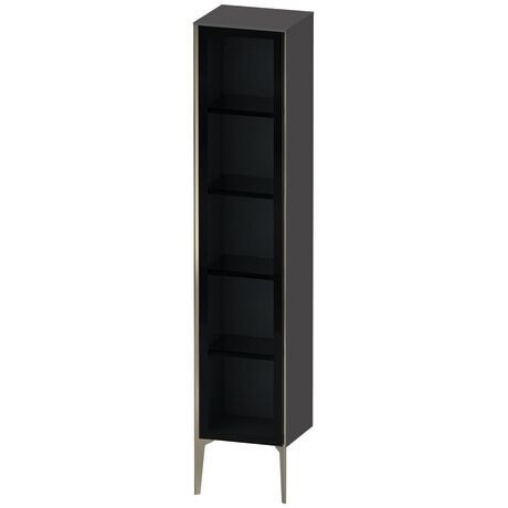 Tall cabinet, XV1375LB149 Hinge position: Left, Front: Parsol grey, Corpus: Graphite Matt, Decor, Profile colour: Champagne, Profile: Champagne