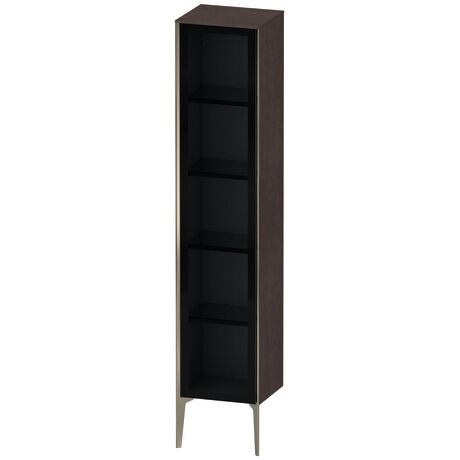 Tall cabinet, XV1375LB172 Hinge position: Left, Front: Parsol grey, Corpus: Brushed dark oak Matt, Real wood veneer, Profile colour: Champagne, Profile: Champagne