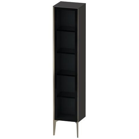 Tall cabinet, XV1375LB180 Hinge position: Left, Front: Parsol grey, Corpus: Graphite Super Matt, Decor, Profile colour: Champagne, Profile: Champagne