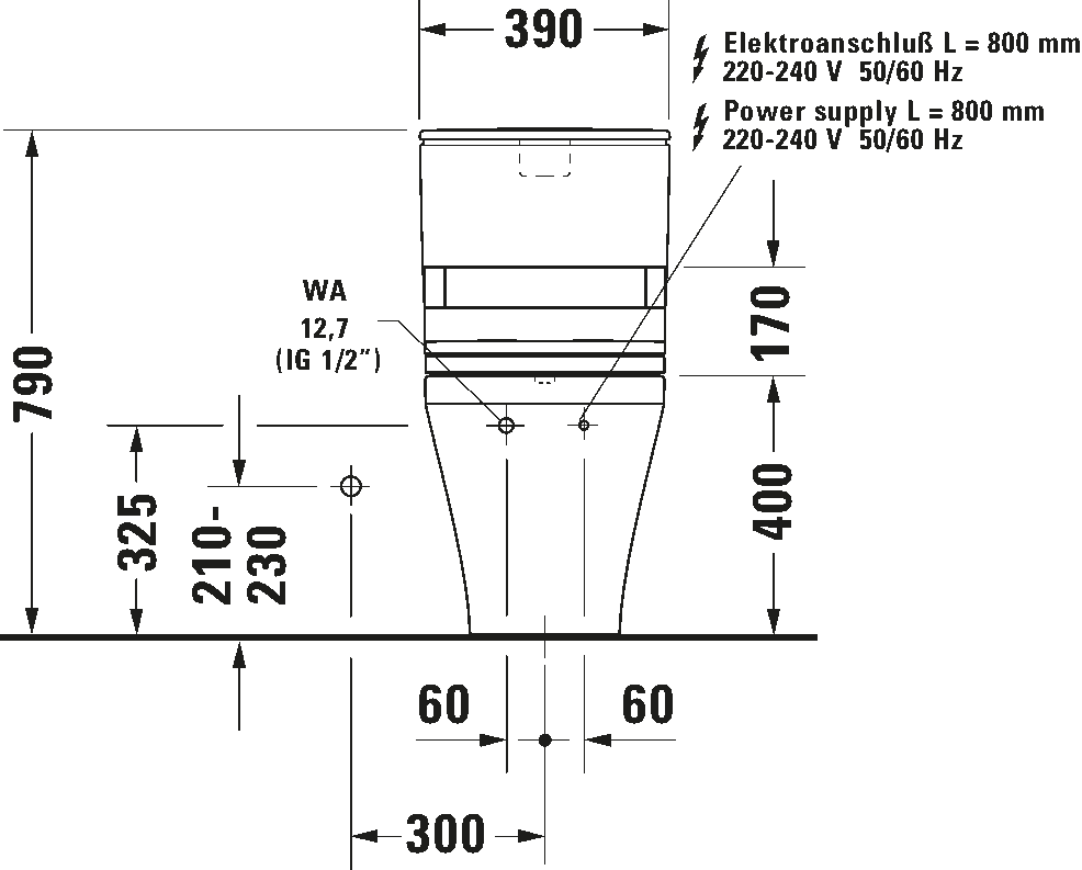 Two piece toilet for shower toilet seat, 216051
