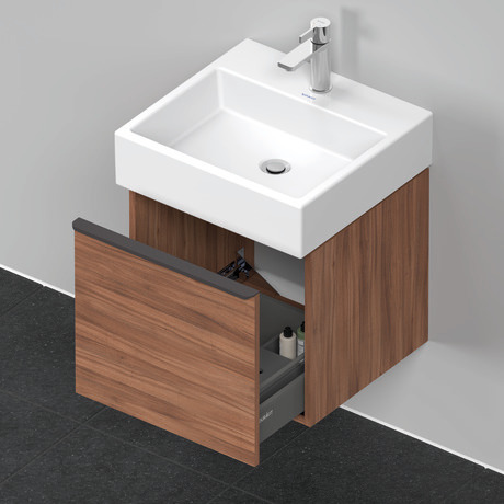 Szafka podumywalkowa wisząca, DE427007979 Orzech szkło matowe Dekor, Uchwyt Czarny diament