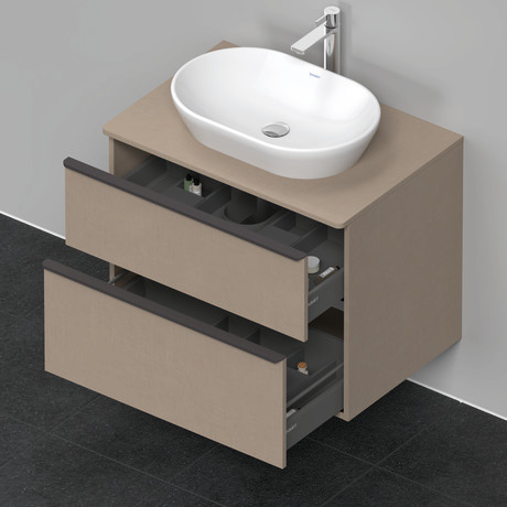 Szafka podumywalkowa do konsoli, DE496707575 Len szkło matowe Dekor, Uchwyt Czarny diament