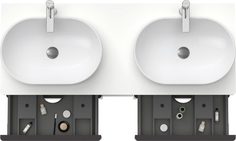 Szafka podumywalkowa do konsoli, DE4970B1818 Biały szkło matowe Dekor, Uchwyt Czarny diament