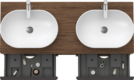 Szafka podumywalkowa do konsoli, DE4970B2121 Orzech ciemny szkło matowe Dekor, Uchwyt Czarny diament