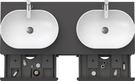 Szafka podumywalkowa do konsoli, DE4970B4949 Grafit szkło matowe Dekor, Uchwyt Czarny diament