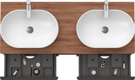 Szafka podumywalkowa do konsoli, DE4970B7979 Orzech szkło matowe Dekor, Uchwyt Czarny diament