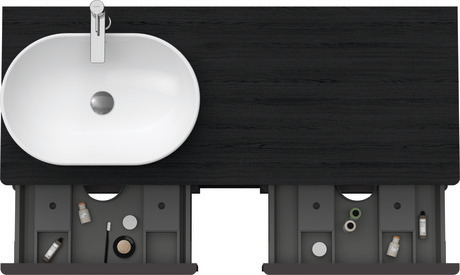 Szafka podumywalkowa do konsoli, DE4970L1616 Dąb czarny szkło matowe Dekor, Uchwyt Czarny diament