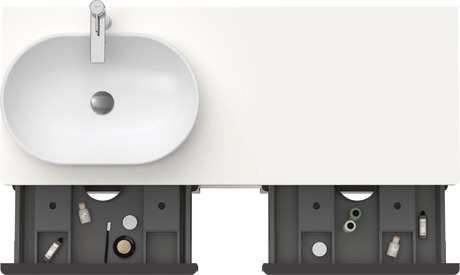 Szafka podumywalkowa do konsoli, DE4970L2222 Biały Błyszczący Dekor, Uchwyt Czarny diament