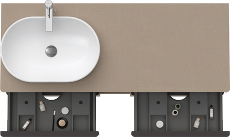 Szafka podumywalkowa do konsoli, DE4970L7575 Len szkło matowe Dekor, Uchwyt Czarny diament