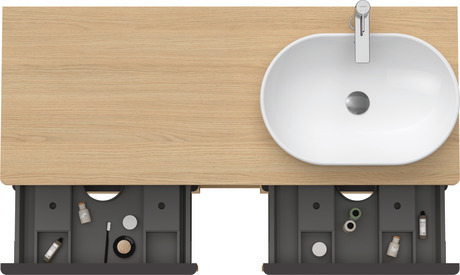 Szafka podumywalkowa do konsoli, DE4970R3030 Dąb naturalny szkło matowe Dekor, Uchwyt Czarny diament