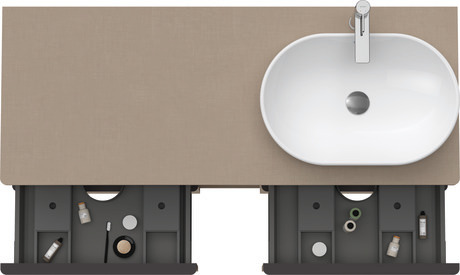 Szafka podumywalkowa do konsoli, DE4970R7575 Len szkło matowe Dekor, Uchwyt Czarny diament