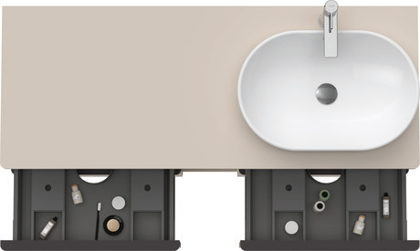 Szafka podumywalkowa do konsoli, DE4970R9191 Taupe szkło matowe Dekor, Uchwyt Czarny diament