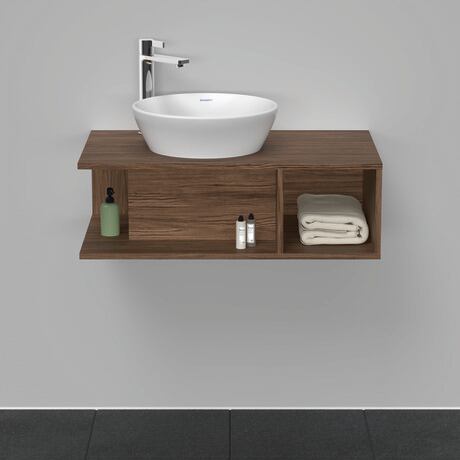 Console vanity unit wall-mounted, DE491802121 Walnut dark Matt, Decor