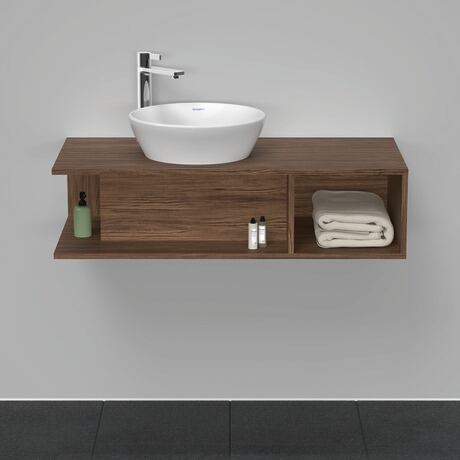 Console vanity unit wall-mounted, DE491902121 Walnut dark Matt, Decor