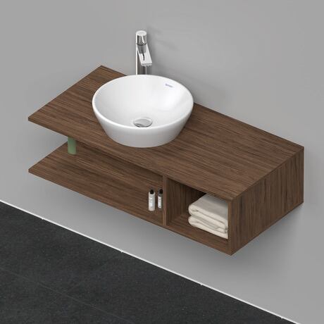 Console vanity unit wall-mounted, DE491902121 Walnut dark Matt, Decor