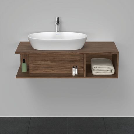 Console vanity unit wall-mounted, DE492902121 Walnut dark Matt, Decor