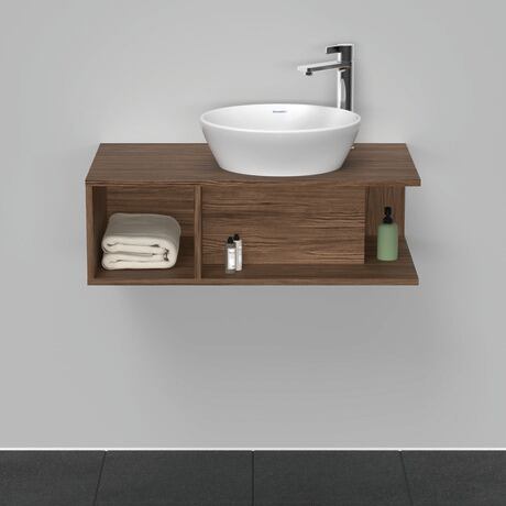 Console vanity unit wall-mounted, DE493802121 Walnut dark Matt, Decor