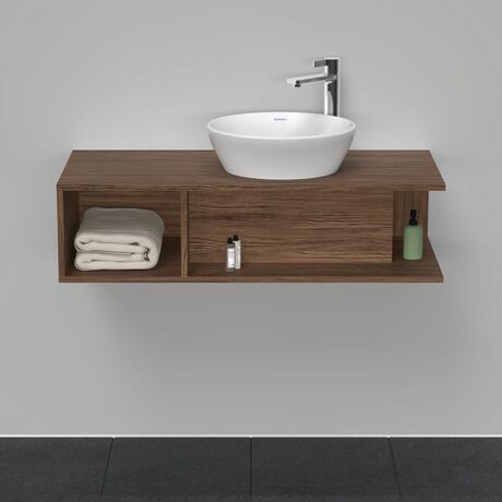 Console vanity unit wall-mounted, DE493902121 Walnut dark Matt, Decor