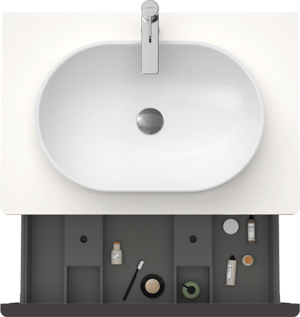 Szafka podumywalkowa do konsoli, DE494702222 Biały Błyszczący Dekor, Uchwyt Czarny diament