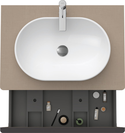 Szafka podumywalkowa do konsoli, DE494707575 Len szkło matowe Dekor, Uchwyt Czarny diament