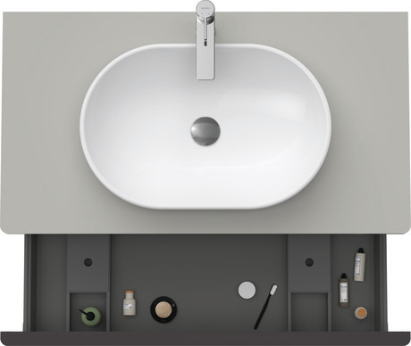 Szafka podumywalkowa do konsoli, DE494800707 Szary beton szkło matowe Dekor, Uchwyt Czarny diament