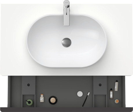 Szafka podumywalkowa do konsoli, DE494801818 Biały szkło matowe Dekor, Uchwyt Czarny diament