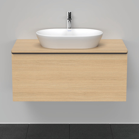 Szafka podumywalkowa do konsoli, DE494803030 Dąb naturalny szkło matowe Dekor, Uchwyt Czarny diament