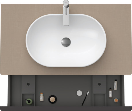 Szafka podumywalkowa do konsoli, DE494807575 Len szkło matowe Dekor, Uchwyt Czarny diament