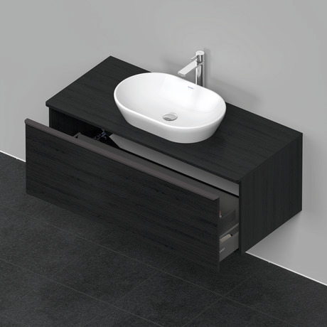 Szafka podumywalkowa do konsoli, DE494901616 Dąb czarny szkło matowe Dekor, Uchwyt Czarny diament