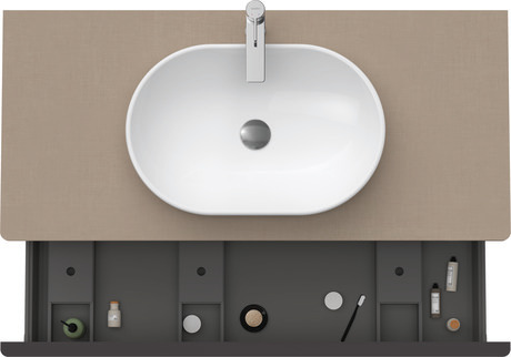 Szafka podumywalkowa do konsoli, DE494907575 Len szkło matowe Dekor, Uchwyt Czarny diament