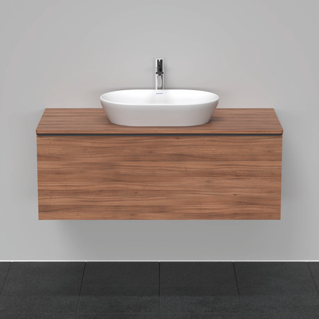 Szafka podumywalkowa do konsoli, DE494907979 Orzech szkło matowe Dekor, Uchwyt Czarny diament