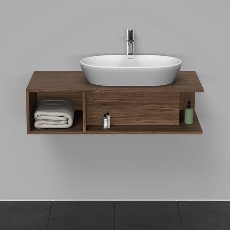 Console vanity unit wall-mounted, DE495902121 Walnut dark Matt, Decor