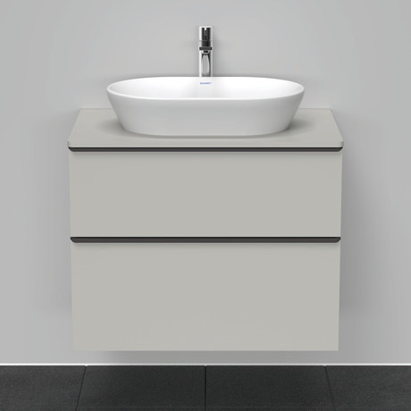 Base sottolavabo sospesa per consolle, DE496700707 Grigio cemento opaco Bilaminato, Maniglia Nero diamante
