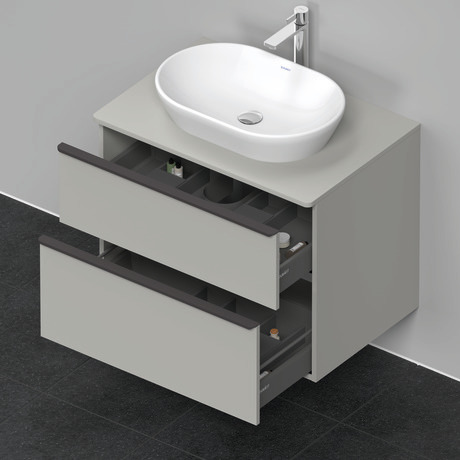 Base sottolavabo sospesa per consolle, DE496700707 Grigio cemento opaco Bilaminato, Maniglia Nero diamante