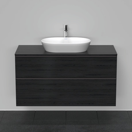 Szafka podumywalkowa do konsoli, DE496901616 Dąb czarny szkło matowe Dekor, Uchwyt Czarny diament